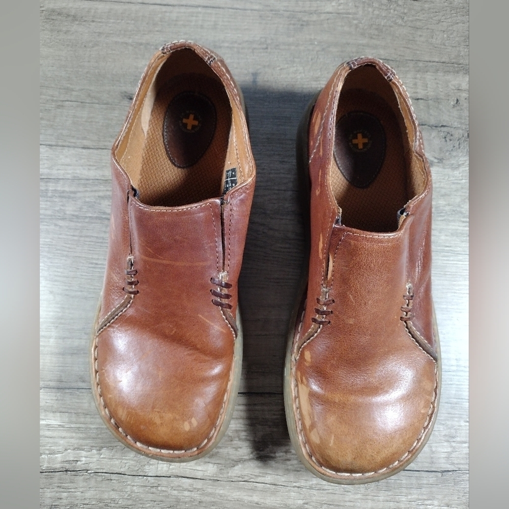 Dr.MARTENS Women's Shoes   Light Brown Leather Slip On  # 3A65  Size 9 M
